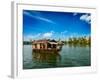 Travel Tourism Kerala Background - Houseboat on Kerala Backwaters. Kerala, India-f9photos-Framed Photographic Print