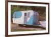 Travel Trailer Hooked to Car with Fins-null-Framed Art Print