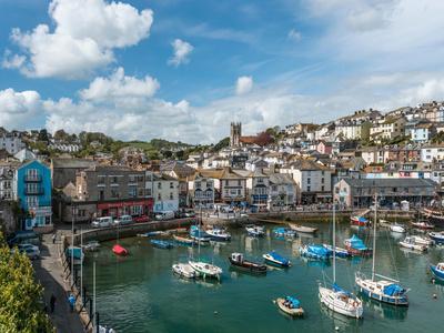 Harbour of the Small Coastal Town Brixham at the Torbay Coast, Cornwall, England