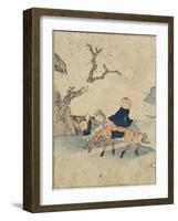 Traveler on Horseback under Bloomed Cherry Tree, 1770-1829-Katsushika Hokusai-Framed Giclee Print