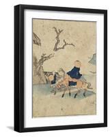 Traveler on Horseback under Bloomed Cherry Tree, 1770-1829-Katsushika Hokusai-Framed Giclee Print