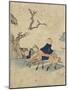 Traveler on Horseback under Bloomed Cherry Tree, 1770-1829-Katsushika Hokusai-Mounted Giclee Print