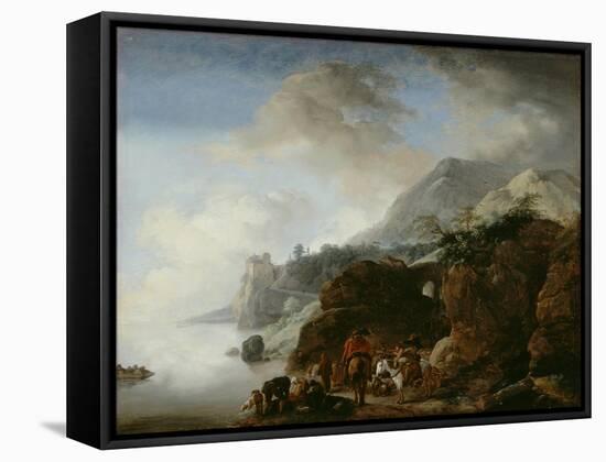 Travelers Awaiting a Ferry, 1649-Philips Wouwermans-Framed Stretched Canvas