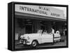 Travelers in a Chevy Bel Air Convertible at the Miami International Airport, 1954 August 22-null-Framed Stretched Canvas