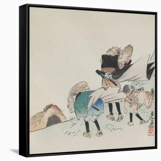 Travelers in a Storm-Shibata Zeshin-Framed Stretched Canvas