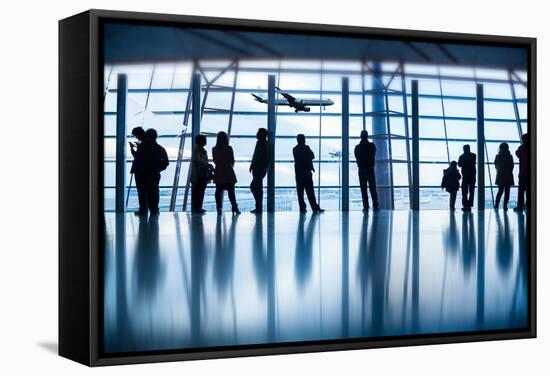 Travelers Silhouettes at Airport,Beijing-06photo-Framed Stretched Canvas