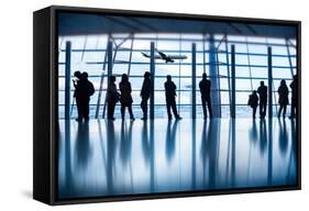 Travelers Silhouettes at Airport,Beijing-06photo-Framed Stretched Canvas