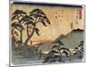 Travelers Standing around Rock at the Nissaka Station, Japanese Wood-Cut Print-Lantern Press-Mounted Art Print