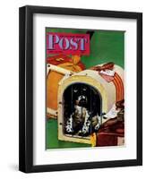 "Traveling Butch," Saturday Evening Post Cover, July 15, 1944-Albert Staehle-Framed Premium Giclee Print