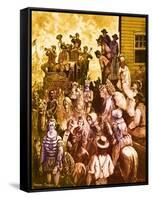 Traveling circus in America in 19th century-Paul Frenzeny-Framed Stretched Canvas