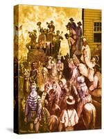 Traveling circus in America in 19th century-Paul Frenzeny-Stretched Canvas