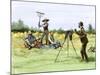Traveling Photographer Taking a Picture of Farmers in Their Field, c.1880-null-Mounted Giclee Print