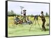 Traveling Photographer Taking a Picture of Farmers in Their Field, c.1880-null-Framed Stretched Canvas