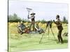 Traveling Photographer Taking a Picture of Farmers in Their Field, c.1880-null-Stretched Canvas
