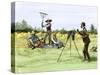 Traveling Photographer Taking a Picture of Farmers in Their Field, c.1880-null-Stretched Canvas