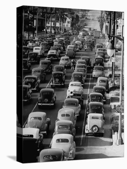 Traveling Through Rush Hour Traffic in Downtown Los Angeles-Loomis Dean-Stretched Canvas