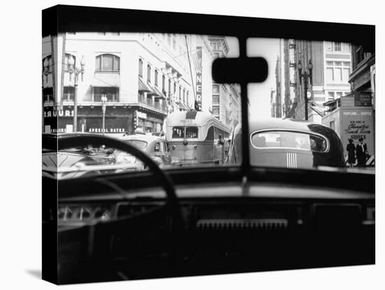 Traveling Through Rush Hour Traffic in Downtown Los Angeles-Loomis Dean-Stretched Canvas