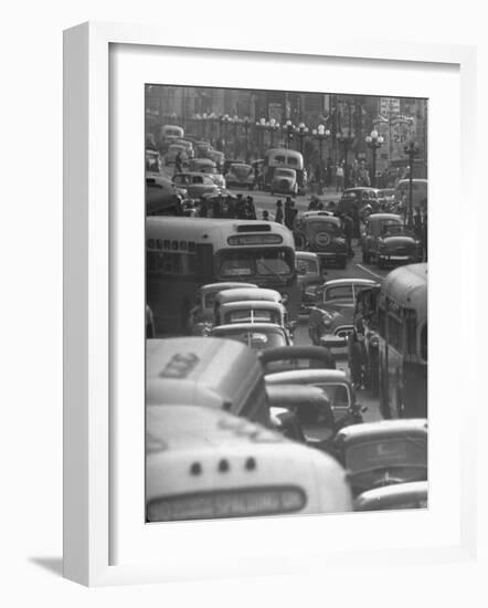 Traveling Through Rush Hour Traffic in Downtown Los Angeles-Loomis Dean-Framed Photographic Print