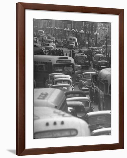 Traveling Through Rush Hour Traffic in Downtown Los Angeles-Loomis Dean-Framed Photographic Print