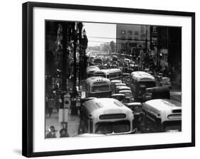 Traveling Through Rush Hour Traffic in Downtown Los Angeles-Loomis Dean-Framed Photographic Print