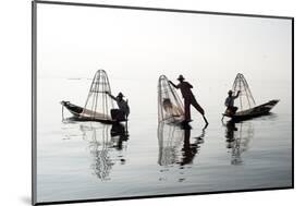 Traveling to Myanmar, Outdoor Photography of Fisherman on Traditional Boat. Intha People from Shan-Banana Republic images-Mounted Photographic Print