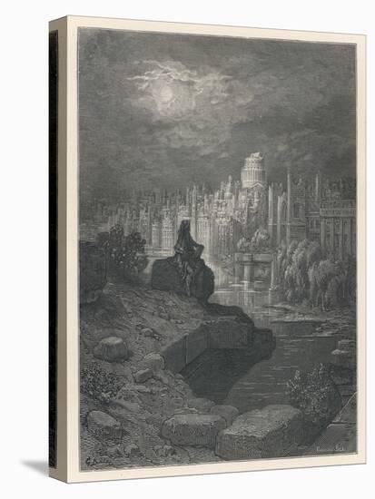 Traveller from New Zealand in Days to Come Contemplates the Ruins of London That Once Great City-Gustave Dor?-Stretched Canvas