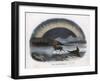 Traveller in a Reindeer Sleigh Sees a Spectacular Aurora Over the Northern Ice-J.w. Whimper-Framed Art Print