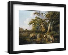 Travellers at Rest Beside a Row of Cottages, 1792-Canaletto-Framed Premium Giclee Print