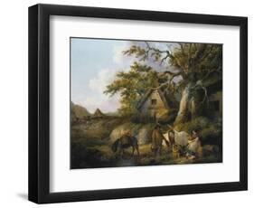 Travellers at Rest Beside a Row of Cottages, 1792-Canaletto-Framed Giclee Print
