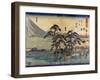 Travellers at the Numazu Station on the Tokaido Road, Japanese Wood-Cut Print-Lantern Press-Framed Art Print