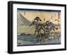 Travellers at the Numazu Station on the Tokaido Road, Japanese Wood-Cut Print-Lantern Press-Framed Art Print