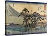 Travellers at the Numazu Station on the Tokaido Road, Japanese Wood-Cut Print-Lantern Press-Stretched Canvas
