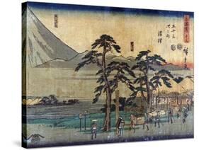 Travellers at the Numazu Station on the Tokaido Road, Japanese Wood-Cut Print-Lantern Press-Stretched Canvas