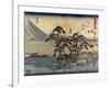 Travellers at the Numazu Station on the Tokaido Road, Japanese Wood-Cut Print-Lantern Press-Framed Art Print