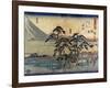 Travellers at the Numazu Station on the Tokaido Road, Japanese Wood-Cut Print-Lantern Press-Framed Art Print