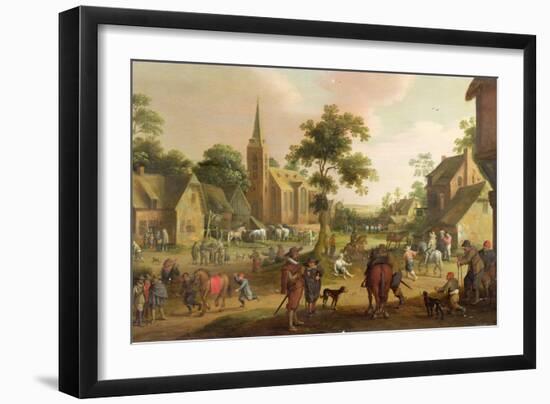 Travellers, Beggars and Horse Copers in a Village, 1633 oil onpanel-Joost Cornelisz. Droochsloot-Framed Giclee Print