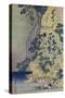 Travellers Climbing Up a Steep Hill to Pay Homage to a Kannon Shrine in a Cave by the Waterfall-Katsushika Hokusai-Stretched Canvas