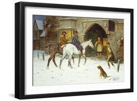 Travellers Entering the Courtyard of an Inn in Winter-George Wright-Framed Giclee Print