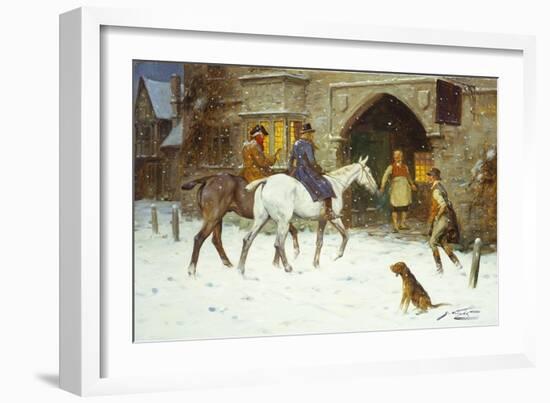 Travellers Entering the Courtyard of an Inn in Winter-George Wright-Framed Giclee Print