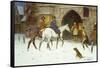 Travellers Entering the Courtyard of an Inn in Winter-George Wright-Framed Stretched Canvas