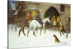 Travellers Entering the Courtyard of an Inn in Winter-George Wright-Stretched Canvas