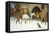Travellers Entering the Courtyard of an Inn in Winter-George Wright-Framed Stretched Canvas