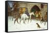 Travellers Entering the Courtyard of an Inn in Winter-George Wright-Framed Stretched Canvas