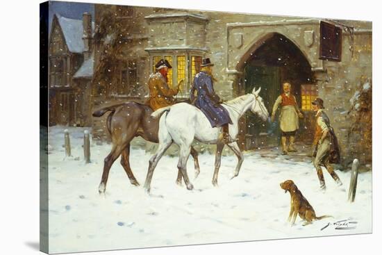 Travellers Entering the Courtyard of an Inn in Winter-George Wright-Stretched Canvas