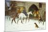 Travellers Entering the Courtyard of an Inn in Winter-George Wright-Mounted Giclee Print