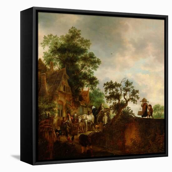 Travellers Halting At An Inn-Isaac Van Ostade-Framed Stretched Canvas