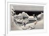 Travellers in the Snow at the Kanbara Station, Japanese Wood-Cut Print-Lantern Press-Framed Art Print