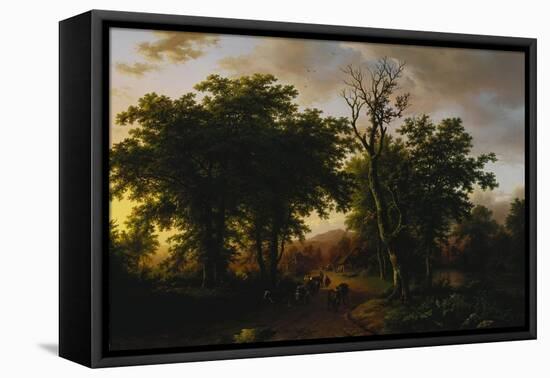 Travellers on a Path at Sunset-Barend Cornelis Koekkoek-Framed Stretched Canvas