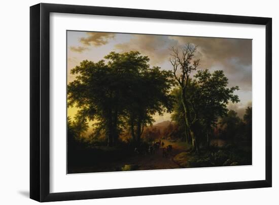 Travellers on a Path at Sunset-Barend Cornelis Koekkoek-Framed Giclee Print