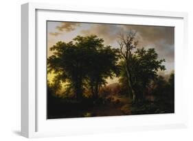 Travellers on a Path at Sunset-Barend Cornelis Koekkoek-Framed Giclee Print